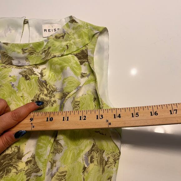 Reiss Lime Green Floral Printed Montgomery Sleeveless Shift Dress Size 2 - Picture 6 of 8